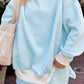 Sky Blue Stripe Oversize Mock Neck Sweatshirt and Shorts Set
