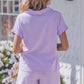 Purple Stripe Dolman Sleeve Polo Shirt and Drawstring Shorts Set