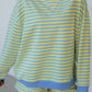 Pink Stripe Color Block Detail Long Sleeve Pullover Elastic Waist Pull On Shorts 2pcs Set
