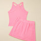 Sky Blue Slim Tank Top Elastic Waist Mini Skort 2pcs Outfit