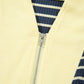 Blue Stripe Color Block Patchwork Zip V Neck Pullover Loose Pants 2pcs Set