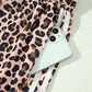 Beige Leopard Print Side Striped Detail Casual Wide Leg Pants