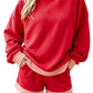 Carrot Gingham Trim Baggy Pullover 2pcs Short Set