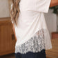 White Asymmetric Lace Hem Patchwork Tee