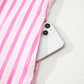 Pink Stripe V Neck Short Sleeve Shift Long Dress