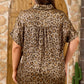 Gold Plus Size Leopard Print Short Sleeve Dolman Shirt