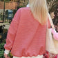 Sky Blue Stripe Oversize Mock Neck Sweatshirt and Shorts Set