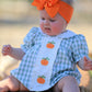 Fall Halloween & Thanksgiving Applique Plaid Girls Bloomers Romper Set