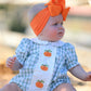 Fall Halloween & Thanksgiving Applique Plaid Girls Bloomers Romper Set