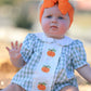 Fall Halloween & Thanksgiving Applique Plaid Girls Bloomers Romper Set