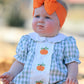Fall Halloween & Thanksgiving Applique Plaid Girls Bloomers Romper Set