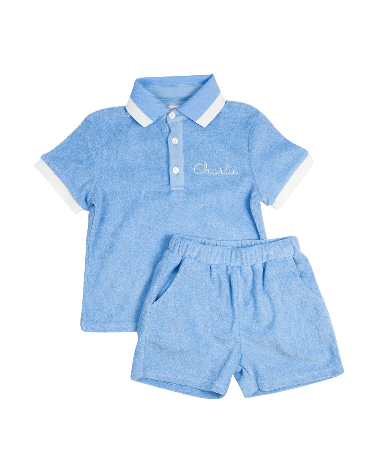 Blue Terry Shorts Set- FINAL SALE