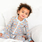 Spring Bunnies Blue Pima Cotton Zip Up Pajamas-FINAL SALE