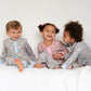 Spring Bunnies Blue Pima Cotton Zip Up Pajamas-FINAL SALE