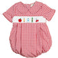School Supplies Smocked Red Windowpane Boy Bubble