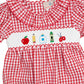School Supplies Smocked Red Windowpane Girl Bubble