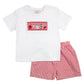 School Supplies Smocked Red Windowpane Shorts Set