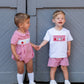 School Supplies Smocked Red Windowpane Boy Bubble