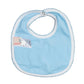 Geometric Smocked Blue Knit Bib