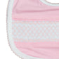 Geometric Smocked Pink Knit Bib