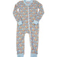 Spring Bunnies Blue Pima Cotton Zip Up Pajamas-FINAL SALE