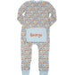 Spring Bunnies Blue Pima Cotton Zip Up Pajamas-FINAL SALE