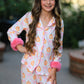 Halloween Thanksgiving Pumpkin Bow Fur Pajama Set