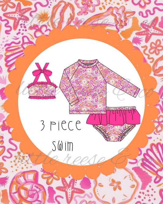 Girls Neon Swim 3pc set-ETA Early July