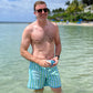 Men's Blue and Green Striped Swim Trunks-FINAL SALE