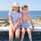 Coastal Stamps in Pastel Puff Sleeve Tankini- FINAL SALE