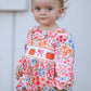 Fall Halloween & Thanksgiving Pumpkin Bow Smock Embroidered Floral Baby Girl Romper