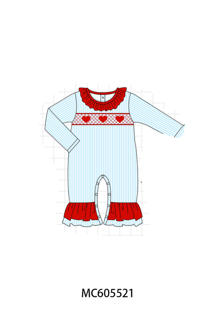 PO95 Blue valentine's day heart smocked collection