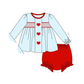 PO95 Blue valentine's day heart smocked collection