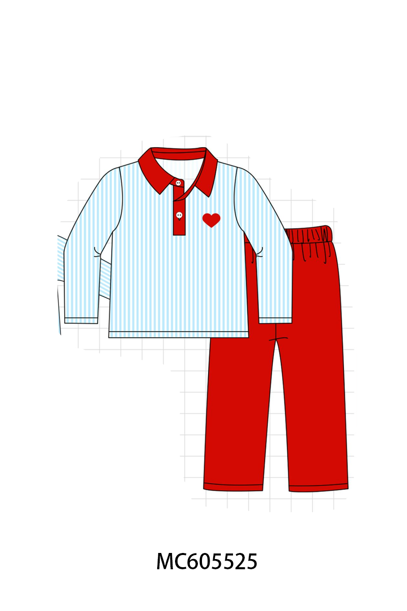 PO95 Blue valentine's day heart smocked collection