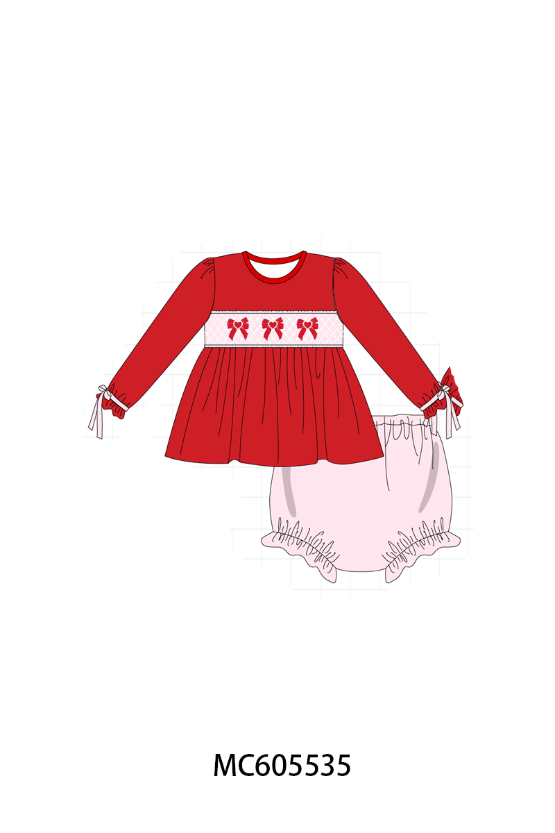 PO95 Red&navy valentine's day bow train embroidery collection
