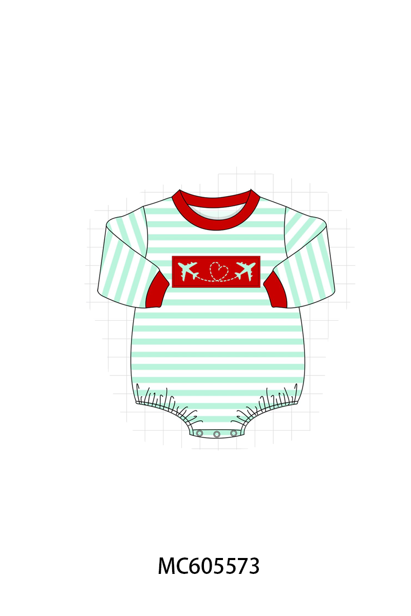 PO95 Blue stripe valentine's day airplane embroidery collection