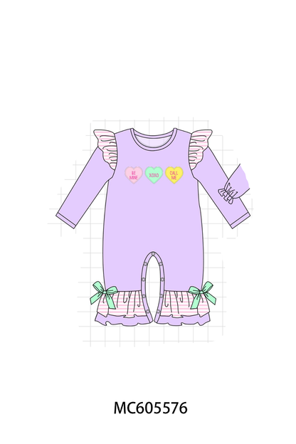 PO95 Purple valentine's day heart applique stripe collection