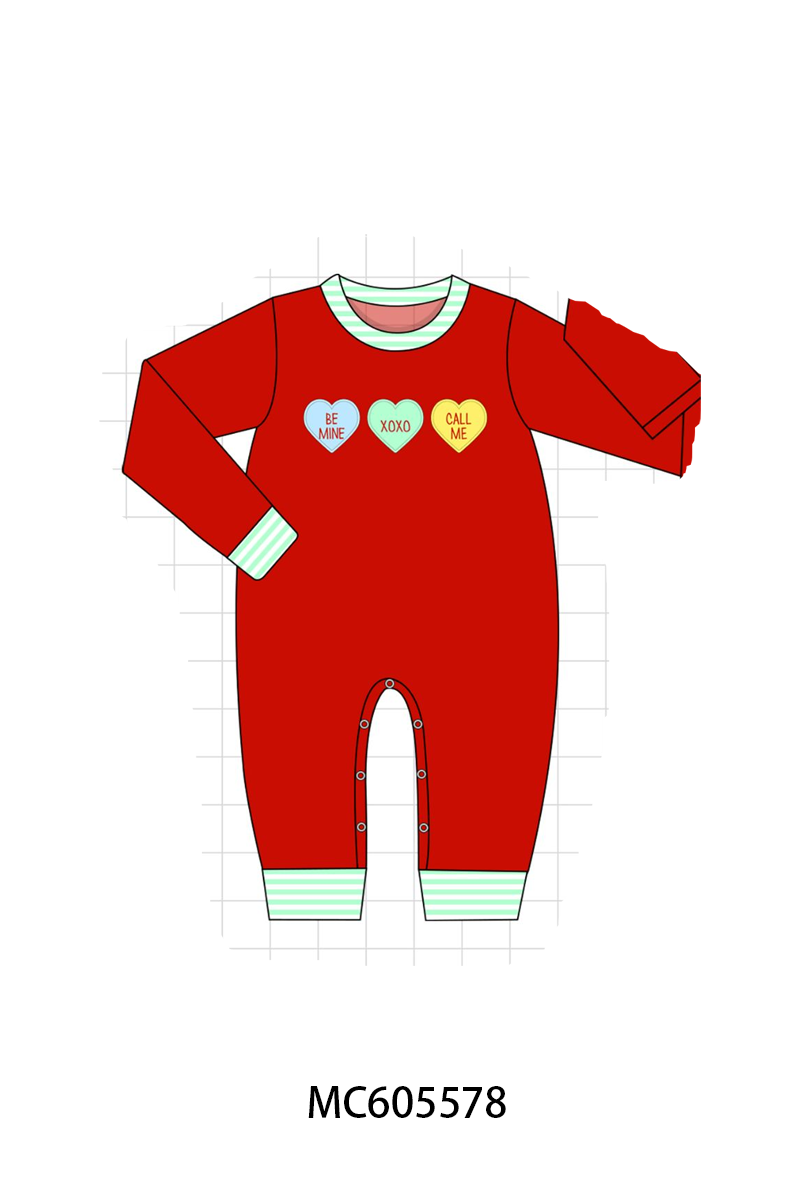 PO95 Purple valentine's day heart applique stripe collection