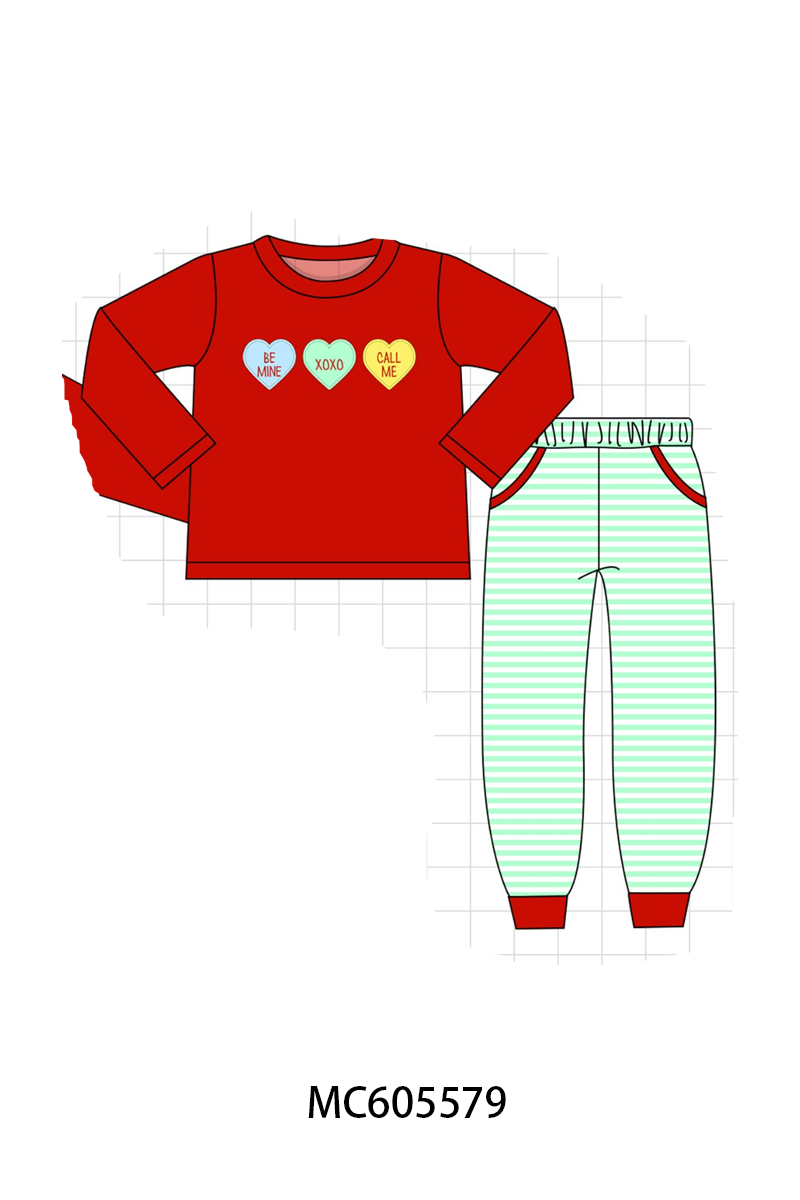 PO95 Purple valentine's day heart applique stripe collection