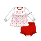 PO95 Red god is love heart embroidery ruffle collection