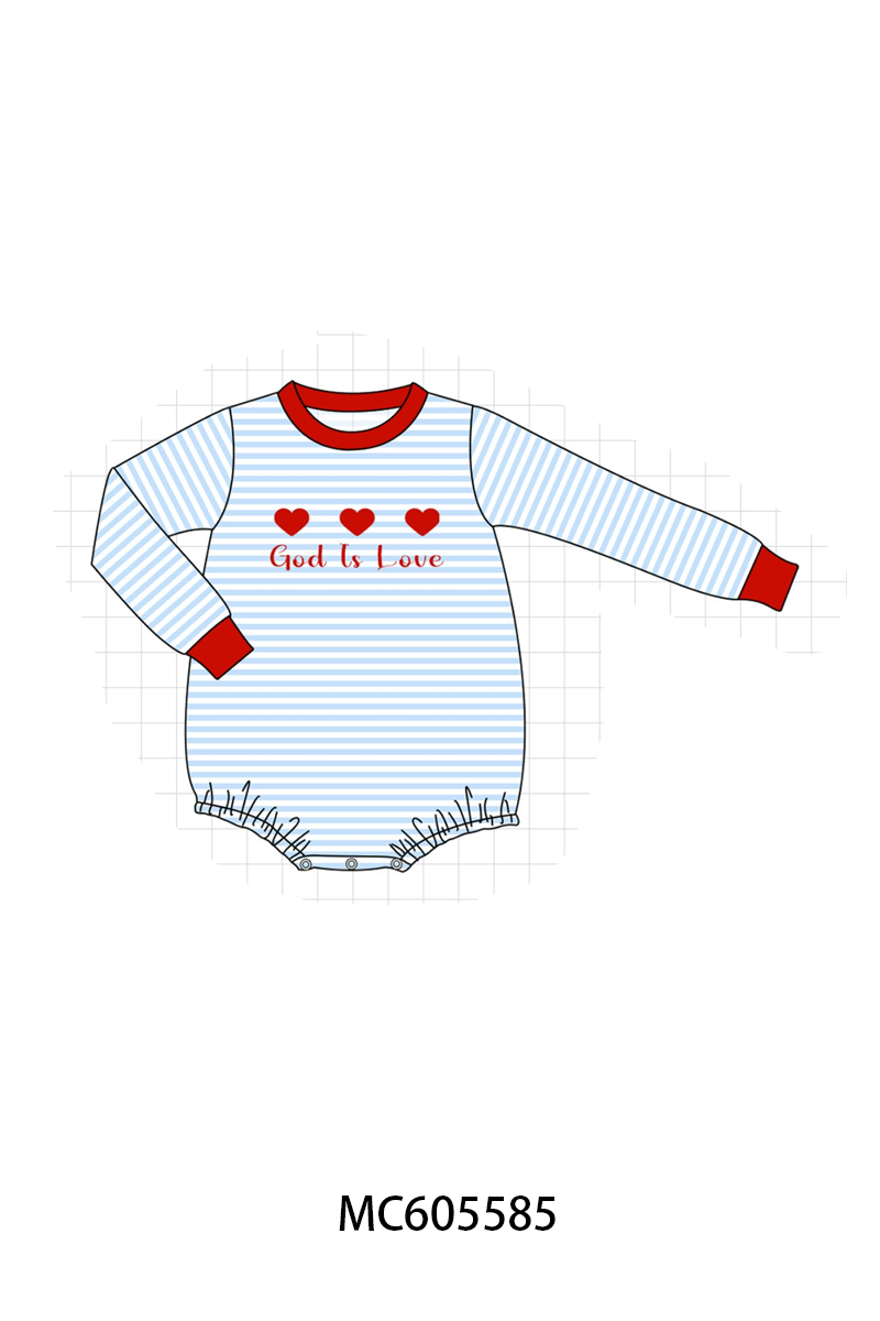 PO95 Red god is love heart embroidery ruffle collection