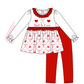 PO95 Red god is love heart embroidery ruffle collection