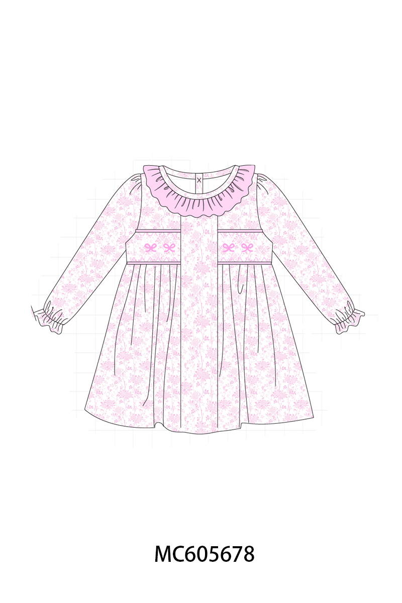 PO95 Pink bow smocked ruffle collection