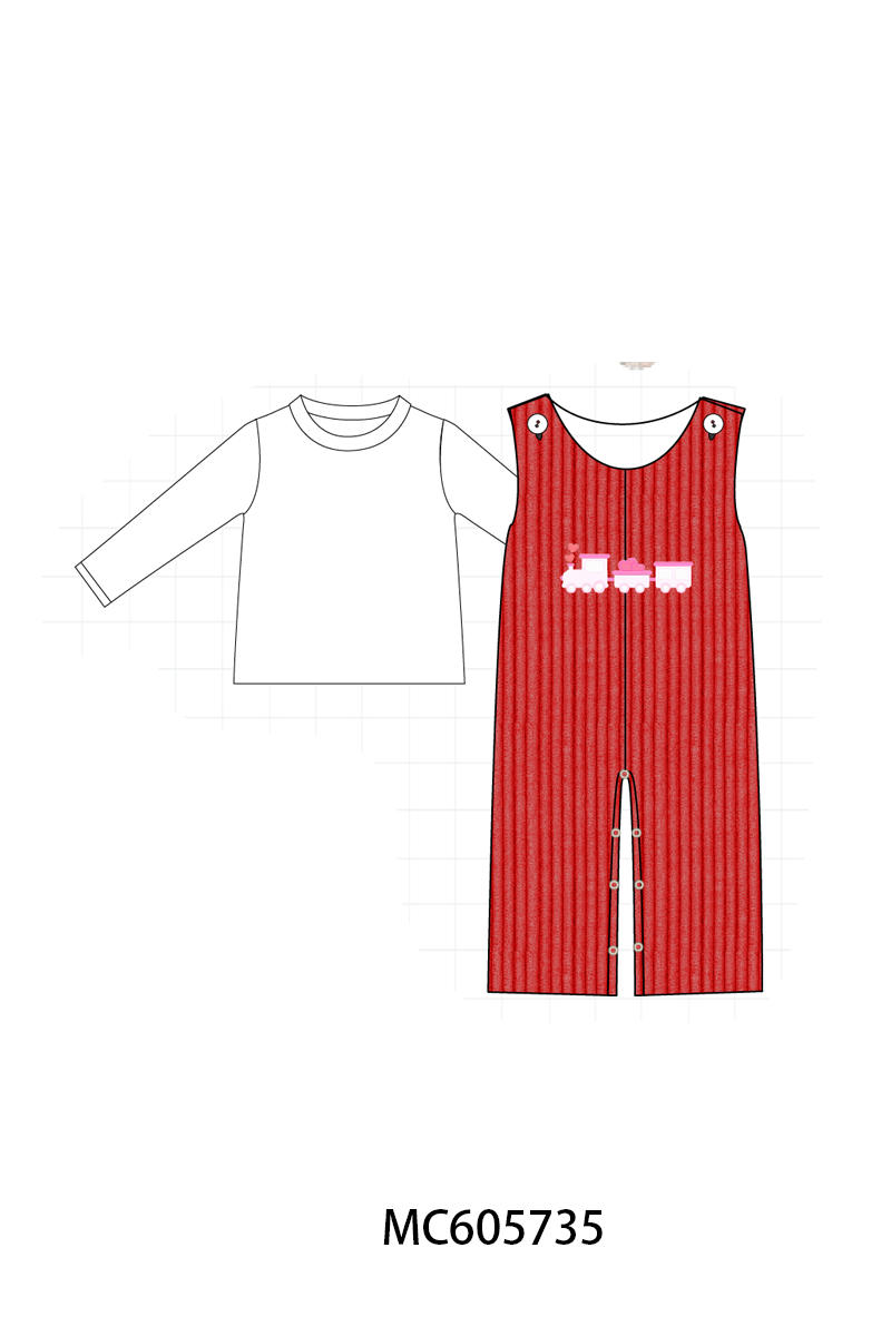 PO95 Red valentine's day corduroy train heart embroidery collection