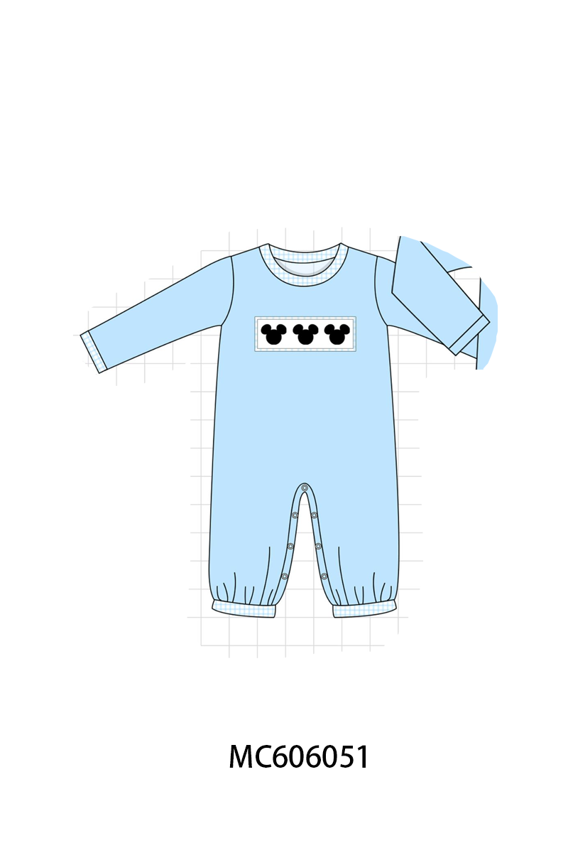 PO95 Pink&blue character embroidery gingham collection