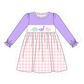 PO95 Purple&mustard dinosaur applique gingham collection