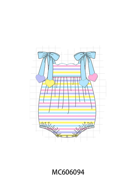 PO95 Rainbow stripe valentine heart applique collection