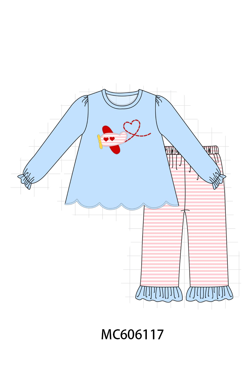 PO95 Blue valentine's day airplane applique collection