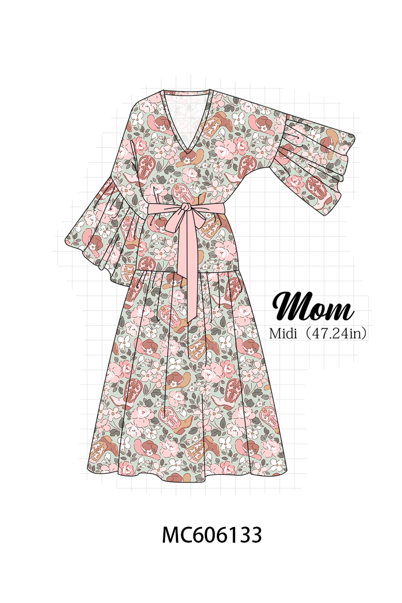 PO95 Pink western boots floral collection