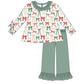 PO95 Green holiday bow print ruffle collection